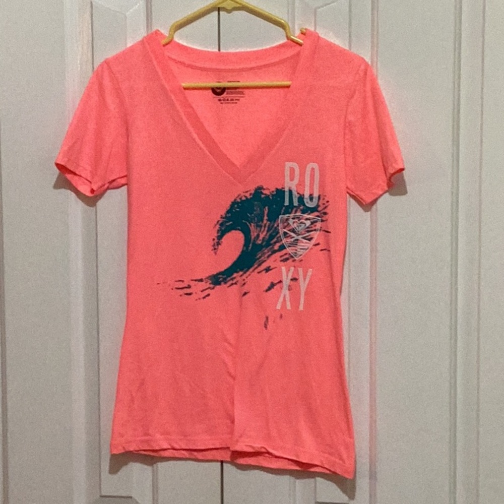 Roxy V-Neck Tee with Wave Graphic
